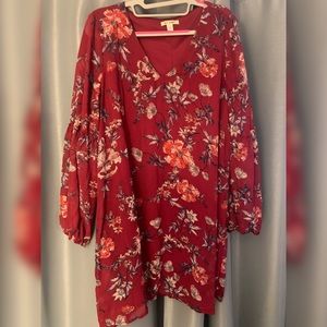 Trendy feminine long sleeve red dress
